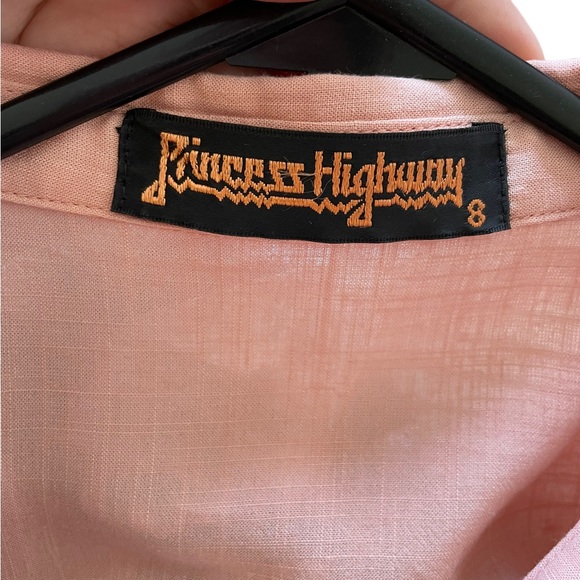 PRINCESS HIGHWAY Sz8 Peach puff sleeve button down collared top - Picture 8 of 10